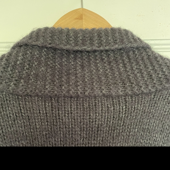 Alpaca Wool Sweater Gray Knit Cardigan J jill Cozy Open Face Chunky Knit Small - Picture 6 of 12